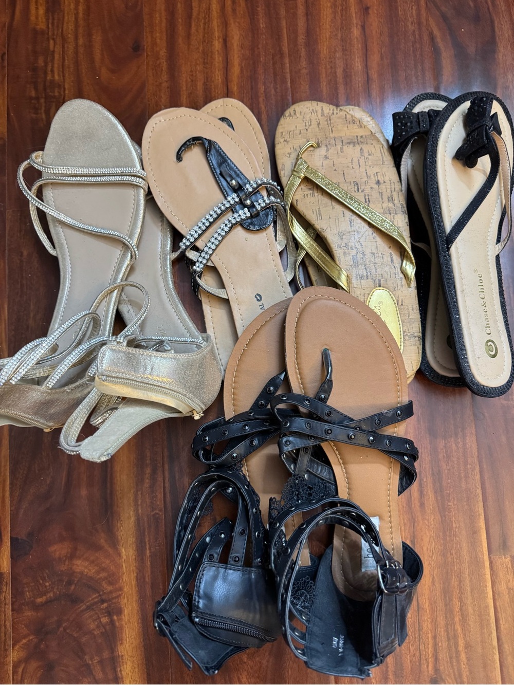 Candie's Gold & Black Women’s Mixed Sandal Set - 5 pairs!